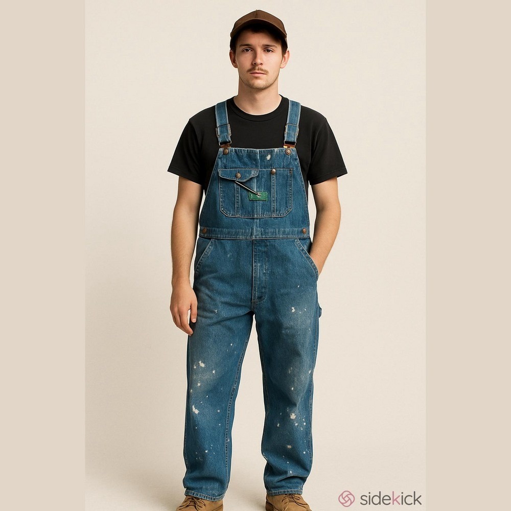 Key Imperial Denim paint splatter Overall‎ distressed vintage 42x30 thrashed